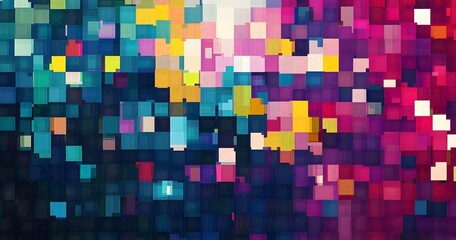 Abstract digital background of colorful pixelated blocks.