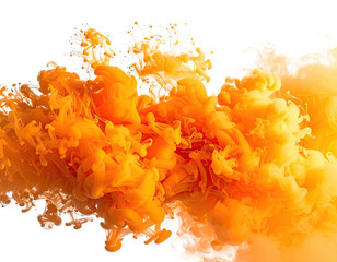 Swirling yellow and orange liquid paint in a flowing cloud against a black background