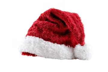 Festive Santa hat with fluffy red body and white fur trim, perfect for holiday celebrations and adding cheerful touch to any outfit