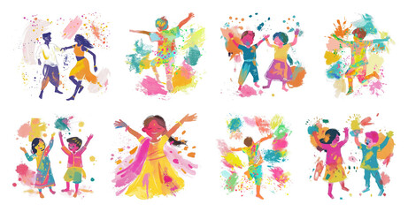PNG Colorful celebration of joyful dance, element set on transparent background