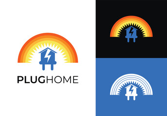This is an plug home logo by combining a simple house and a battery. This logo is suitable for solar energy, energy house, green house, and the like.