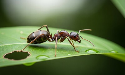 red ant on leaf