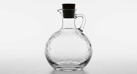 Clear Glass Cruet with Handle and Stopper.