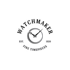 Vintage watchmaker logo with a classic clock face, established in 1920, for fine timepieces.