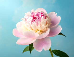 Close-up of a delicate pink peony