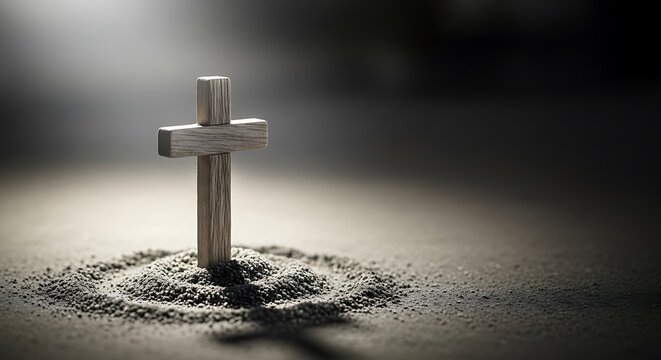 Religious Cross in the Ground.