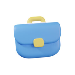 Light Blue Briefcase Cartoonish Style with Yellow Handle on a Transparent Background