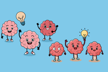 Cartoon brain having idea
