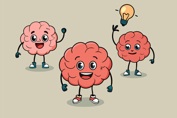 Cartoon brain having idea
