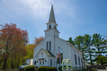 North Taunton Baptist Church at 1940 Bay Street in village of North Taunton, city of Taunton, Massachusetts MA, USA. 