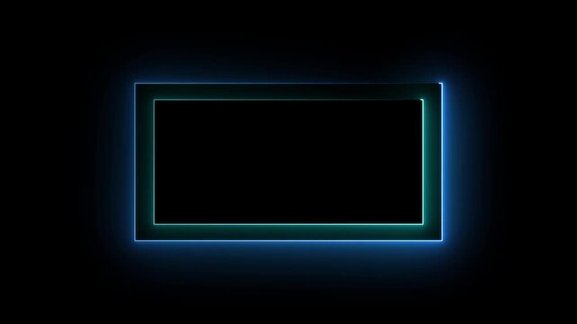 Abstract glowing neon double rectangle loading icon concept animation on black background.4k video animation......