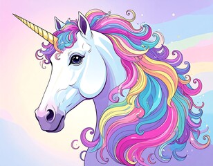 Fototapeta premium Colorful unicorn portrait