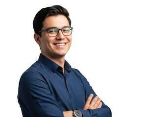 Smiling man wearing glasses isolated on transparent background