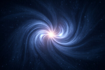 Obraz premium Vibrant blue and white spiral galaxy with bright central core in deep space