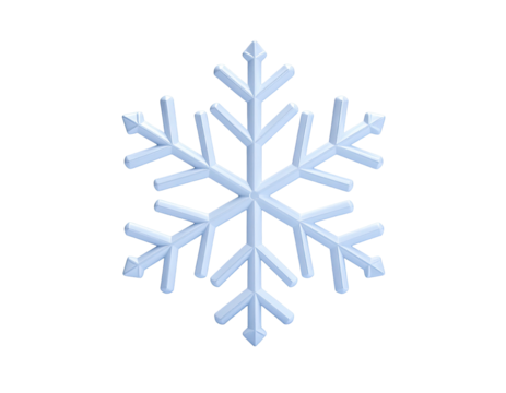 Shimmering, symmetrical, six-pointed snowflake isolated on a black background
