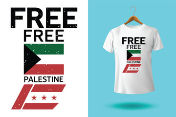 Naklejka premium Free gaza free palestine typography t-shirt design print ready template.