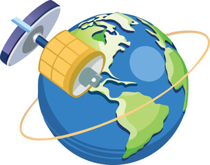 A satellite orbits Earth, showcasing its position in space with the planet visible in the background.