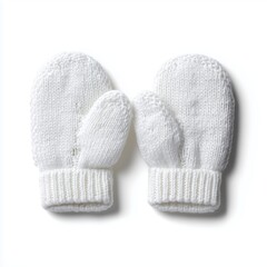 Pair of White Knitted Baby Mittens