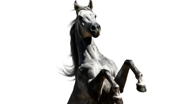Majestic gray steed rearing powerfully upwards