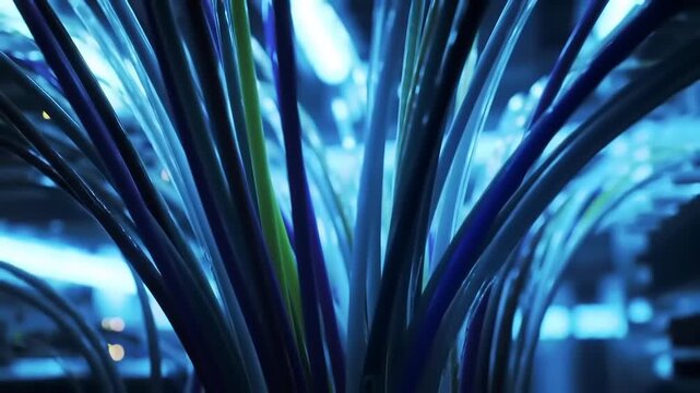 Close-up of vibrant multi-colored network cables