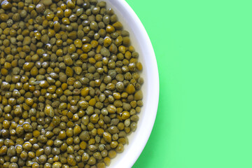 Capers in brine, small pickled flower buds