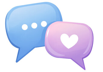 Illustration of text box icon and heart shaped box on transparent background.