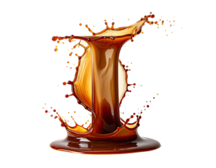 A tall column of liquid, splashing upwards and outwards, against a stark black backdrop