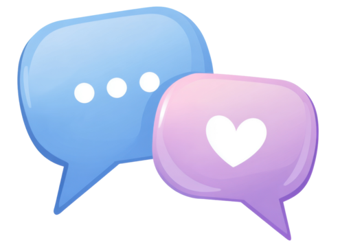 Illustration of text box icon and heart shaped box on transparent background.