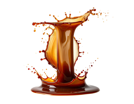 A tall column of liquid, splashing upwards and outwards, against a stark black backdrop