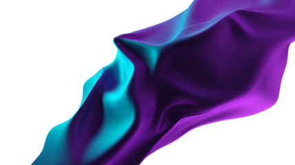 Abstract Liquid Gradient with Dark Purple and Bright Cyan, Isolated on White Background, Smooth Curves, Glowing Contrast, Modern Minimal Style
