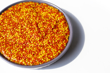 Wholegrain mustard seeds in brine