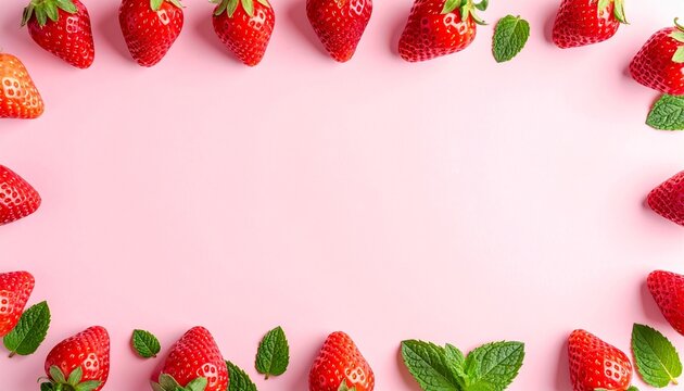flay design strawberries arranged at the top of the frame