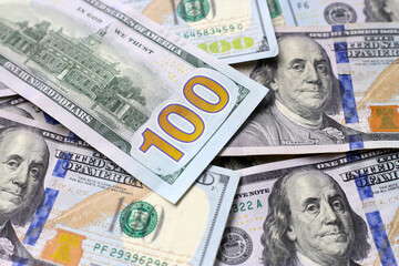 U.S. one hundred dollar banknotes.