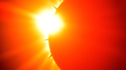 Sunset with sunbeams and lens flare abstract background.