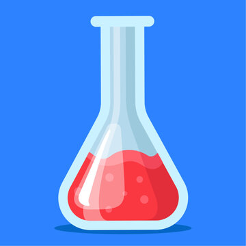 laboratory flask with red liquid