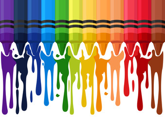 melted colorful wax crayons vector illustration