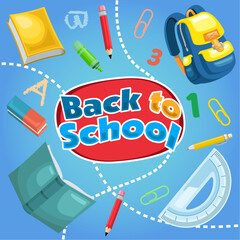 Back to School Design with Books and Stationery - Education Concept Back to School Theme