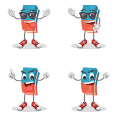 Cute Eraser with Facial Expressions – Fun Stationery Illustration Characters. Cute and Playful Stationery Design.