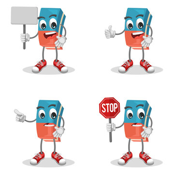 Cute Eraser with Facial Expressions &ndash; Fun Stationery Illustration Characters. Cute and Playful Stationery Design.