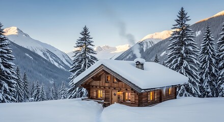 Cozy Cabin in Snowy Mountains - A Winter Wonderland Retreat.