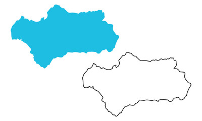 map of Andalusia autonomous community of Spain. Map with detailed outlines and blue silhouettes	