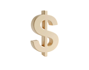 3D rendered, golden dollar sign floats against a stark, black backdrop