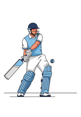 Obraz premium Dynamic Flat Vector Cricket Player Illustration