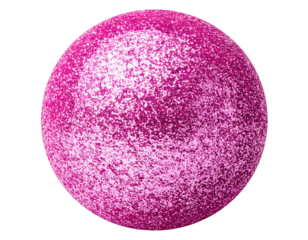 A speckled magenta sphere with rough texture, against black