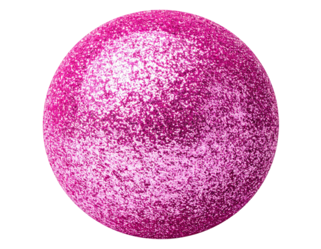 A speckled magenta sphere with rough texture, against black