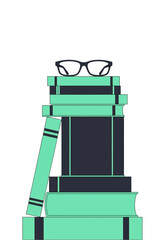 Obraz premium Minimalist Vector Stack of Books With Reading Glasses