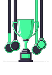 Modern Flat Vector Trophy and Medals Award Icon