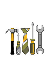 Fathers Day Flat Vector Tools and Tie Illustration