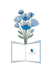 Stylized Blue Flowers Growing From an Open Book Vector