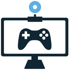 Gaming stream icon vector. Ideal for live broadcasting, online content, and esports themes. A clear symbol representing a live game stream, great for platforms and community design.